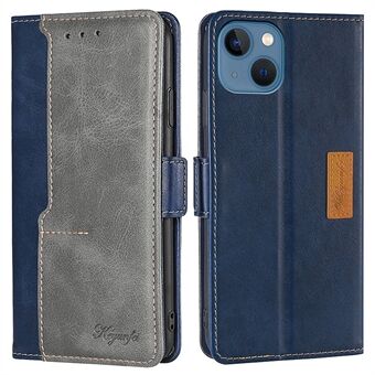 For iPhone 14 Plus PU Leather Magnetic Case Contrast Color Splicing Wallet Stand Flip Folio Phone Cover