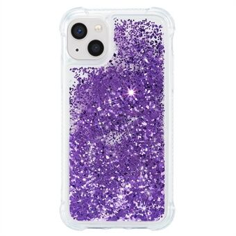 For iPhone 14 Plus Glitter Quicksand Liquid Phone Case Transparent Flexible TPU Cushion Protective Cover
