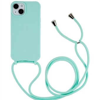 For iPhone 14 Plus Integrated TPU Phone Back Case Anti-scratch Anti-drop Cover with Lanyard