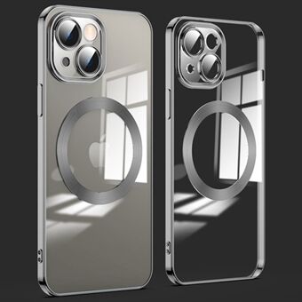 For iPhone 14 Plus Magnetic Charging Drop-proof Phone Back Cover Ultra-thin Phone Case with Lens Film