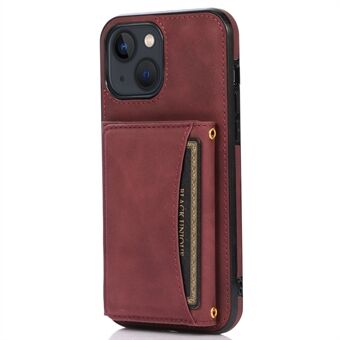 For iPhone 14 Plus Leather Coated TPU Phone Shell Foldable Wallet Feature Mobile Phone Cover