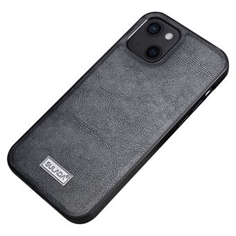 SULADA for iPhone 14 Plus Crazy Horse Texture Back Cover Anti-wear PU Leather Coated TPU + PC Anti-fall Phone Case
