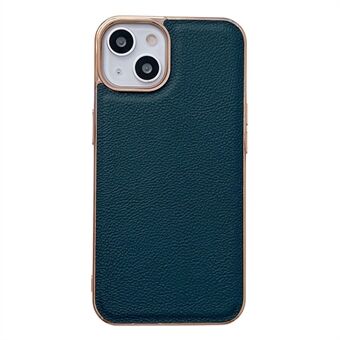 Phone Cover for iPhone 14 Plus, Drop-proof Genuine Cowhide Leather+TPU Electroplating Back Cover