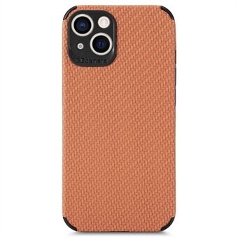 For iPhone 14 Plus Anti-drop Phone Case Carbon Fiber Texture PU Leather Coated TPU Protective Cover