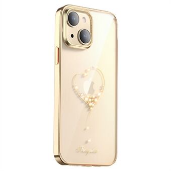 KINGXBAR For iPhone 14 Plus Slim Case Electroplating Phone Cover Anti-drop PC Phone Case with Crystal Decoration