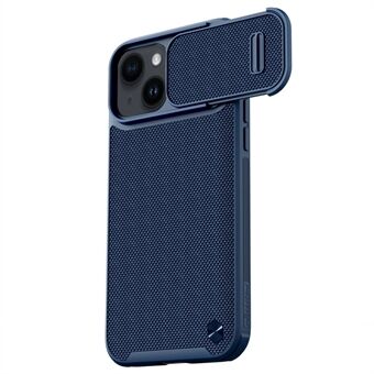 NILLKIN For iPhone 14 Plus Nylon Fiber Textured Phone Case Hard PC + Soft TPU Hybrid Cover with Slide Camera Protection