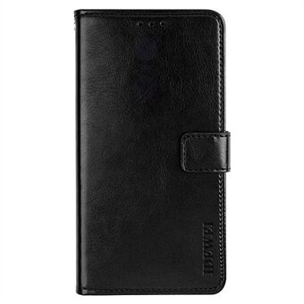 IDEWEI for iPhone 14 Plus Crazy Horse Textured Phone Case Anti-drop Phone Shell PU Leather Magnetic Closure Flip Wallet Cover Stand