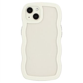 For iPhone 14 Plus Wave Edge Detachable Color Frame Transparent Back Cover PC + TPU Phone Anti-drop Case