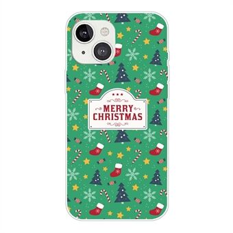 For iPhone 14 Plus Christmas Pattern Printing Anti-scratch Slim Phone Case Drop-proof Protective TPU Back Cover