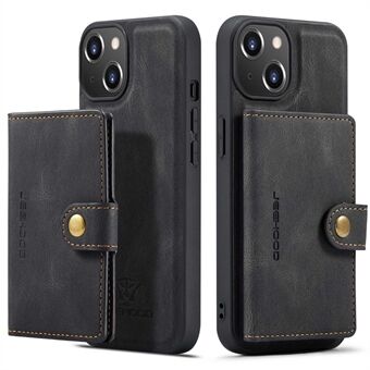 JEEHOOD For iPhone 14 Plus Wallet Phone Case Detachable 2-in-1 Leather Coated TPU Phone Case with Kickstand