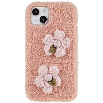 For iPhone 14 Plus Cute Flower Decor Fluffy Soft TPU Phone Case Drop-proof Back Cover