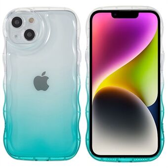 For iPhone 14 Plus Wave-shaped Edge TPU Phone Case Four Corners Air Bumper Cushion Color Gradient Back Cover