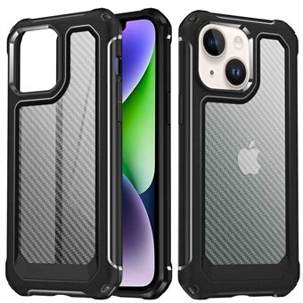 For iPhone 14 Plus Shockproof Carbon Fiber Texture Phone Case Hard PC Soft TPU Hybrid Protective Cover