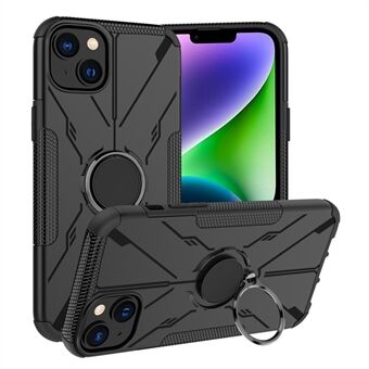 For iPhone 14 Plus Ring Kickstand Design PC + TPU Phone Back Cover Shockproof Drop-proof Case