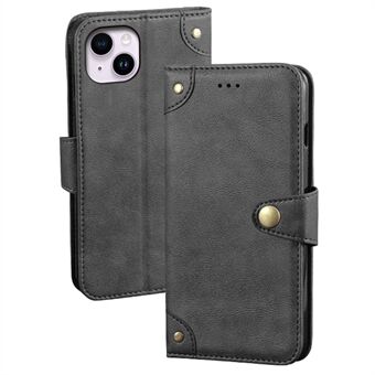 IDEWEI Anti-fingerprint Mobile Phone Case for iPhone 14 Plus, Fine Texture PU Leather Wallet Stand Phone Cover