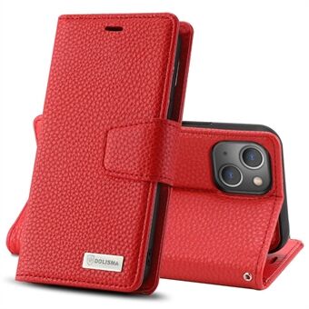 DOLISMA For iPhone 14 Plus Litchi Texture PU Leather Protective Cover Magnetic Detachable Phone Stand Wallet Case