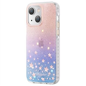 KINGXBAR Sparkle Glitters Phone Cover for iPhone 14 Plus Hard PC+PET IMD Anti-Yellow Phone Shell Rhinestone Decorated Shockproof Case