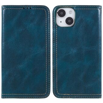 For iPhone 14 Plus Retro Texture PU Leather Phone Shockproof Case Dual Stitching Line Foldable Stand Cover with Wallet