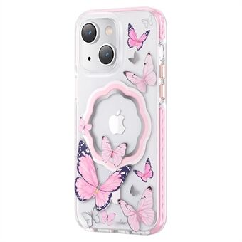 KINGXBAR Butterfly Series Strong Magnetic Clear Case for iPhone 14 Plus Compatible with MagSafe, Drop Protection PET+TPU IML Non-Yellowing Phone Cover