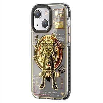 PQY Mecha Series Hybrid PET+TPU Phone Case for iPhone 14 Plus, Electroplating IML Luminous Shockproof Protective Cover, Compatible with MagSafe