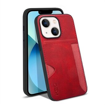 KSQ Style-D For iPhone 14 Plus PU Leather Coated TPU+Cloth Shockproof Cover Card Holder Phone Protective Case