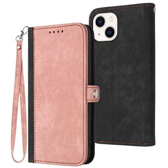 YX0020 Smart Phone Case for iPhone 14 Plus PU Leather Hands-free Stand Dual Magnetic Clasp Phone Cover Shell with Strap