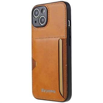 For iPhone 14 Plus Anti-scratch Card Slot Design Phone Case PU Leather+TPU+PC Precise Cutout Protective Cover Shell