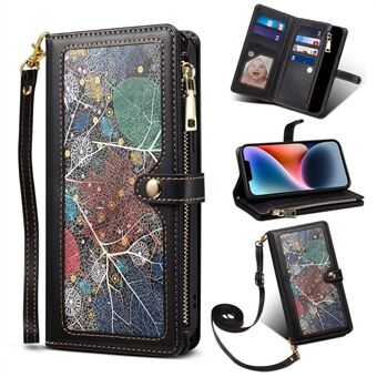 ESEBLE Galaxy Series RFID Blocking Phone Case for iPhone 14 Plus, Anti-Scratch Leather Folio Flip Cover Protective Case with Wallet / Hand Strap