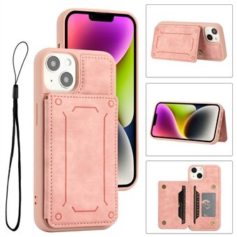 Back Shell for iPhone 14 Plus, Fall Protection PU Leather Coated TPU Phone Case Dual Card Holder Kickstand Magnetic Cover
