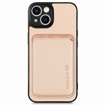 For iPhone 14 Plus Detachable 2-in-1 Magnetic Card Holder Phone Case Carbon Fiber Texture PU Leather + TPU + PC Shockproof Protective Cover