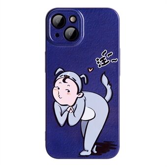 For iPhone 14 Plus Cartoon Cat Girl / Dog Boy Pattern Printing Couple Phone Cover Drop Proof Hard PC Case