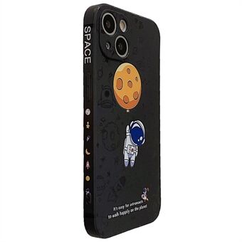 For iPhone 14 Plus Precise Cutout Anti-drop Phone Case Moon Astronaut Pattern TPU Back Cover