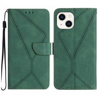 HT05 Full Protection Cover for iPhone 14 Plus Skin-touch PU Leather Wallet Phone Flip Case with Strap