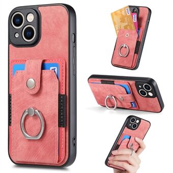 For iPhone 14 Plus Case PU Leather TPU PC Kickstand Case Shockproof Phone Cover with Card Holder
