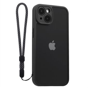 VILI M Series For iPhone 14 Plus Transparent Phone Cover PC+TPU Phone Case with Wrist Strap - Black