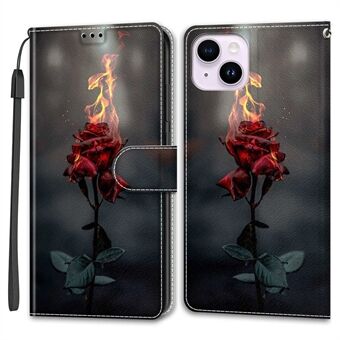 For iPhone 14 Plus PU Leather Pattern Printing Case Card Holder Phone Cover with Stand