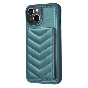 BF26 For iPhone 14 Plus Shockproof TPU+PU Leather Phone Cover Wave Stitching Card Holder Kickstand Phone Shell Case