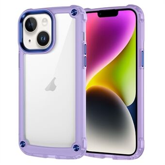 For iPhone 14 Plus Alloy Lens Frame Phone Case Skin-touch PC+TPU Clear Drop-proof Cover