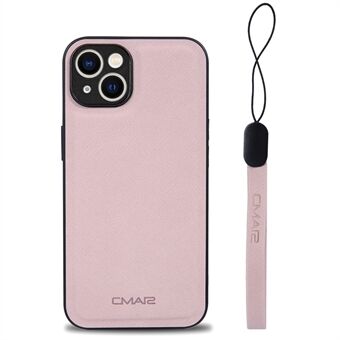 CMAI2 For iPhone 14 Plus Protective Slim Case Anti-Drop PU+PC+TPU Phone Cover with Wrist Strap