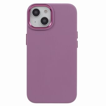 For iPhone 14 Plus Aluminum Alloy Camera Frame Liquid Silicone+PC Phone Case Protective Cover