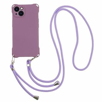 Phone Cover for iPhone 14 Plus Four Corner Thickened Anti-drop TPU Back Case with Hanging Rope