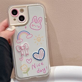 For iPhone 14 Plus Shockproof Soft TPU Phone Case Cute Butterfly and Love Embroidery Mobile Phone Cover