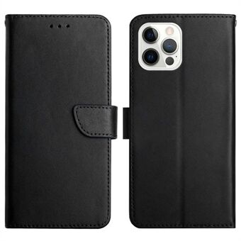 For iPhone 14 Pro Max 6.7 inch Nappa Texture Genuine Leather Wallet Phone Case Stand Magnetic Clasp Cover