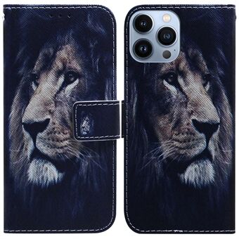 PU Leather Pattern Printing Case for iPhone 14 Pro Max 6.7 inch, Foldable Stand Wallet Full Protection Phone Cover