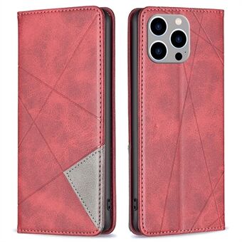 BF Imprinting Pattern Series-1 for iPhone 14 Pro Max 6.7 inch Geometric Imprinted PU Leather Cover Card Holder Anti-fall Phone Stand Case