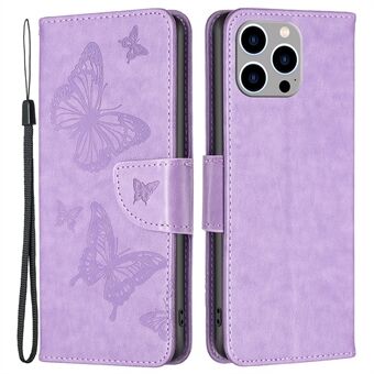 BINFEN COLOR BF Imprinting Pattern Series-4 Leather Case for iPhone 14 Pro Max 6.7 inch Anti-Scratch Full Coverage Butterflies Imprinted Stand Case Magnetic Clasp Wallet Phone Cover