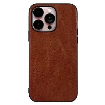 For iPhone 14 Pro Max 6.7 inch Anti-fall Phone Protective Case Crazy Horse Texture Phone Cover Genuine Cowhide Leather Coated PC + TPU Cover