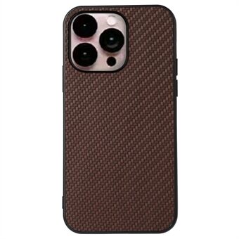 For iPhone 14 Pro Max 6.7 inch Anti-fall Ultra-thin Phone Case Carbon Fiber Texture Protective Cover PU Leather Coated Cellphone Hybrid Back Shell