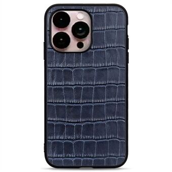 For iPhone 14 Pro Max 6.7 inch Anti-drop Phone Case Crocodile Texture Genuine Leather Case Non-slip Grip Anti-scratch Cover