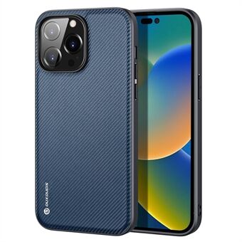 DUX DUCIS FINO Series for iPhone 14 Pro Max 6.7 inch Scratch-resistant Non-slip Woven Texture Back Cover PU Leather+PC+TPU+PVC Anti-fall Shell